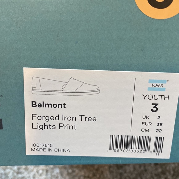 New Toms Belmont Forged Iron Tree Lights Print Youth 3 - Picture 4 of 4
